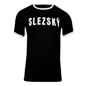 Černobílé tričko s nápisem Slezský